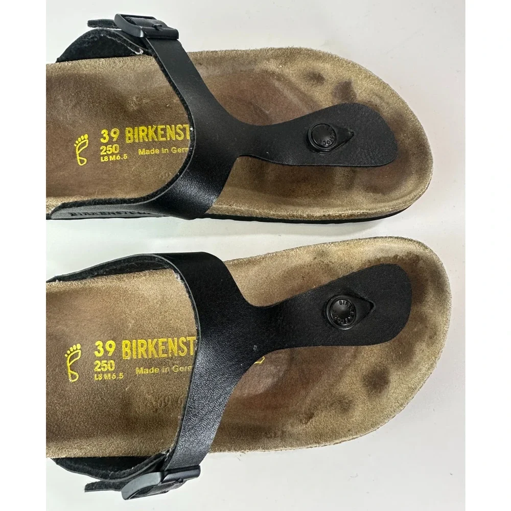 Birkenstock Gizeh Sandals Black Slides Buckle Thong 39 Women's US Size 8 - Picture 8 of 13